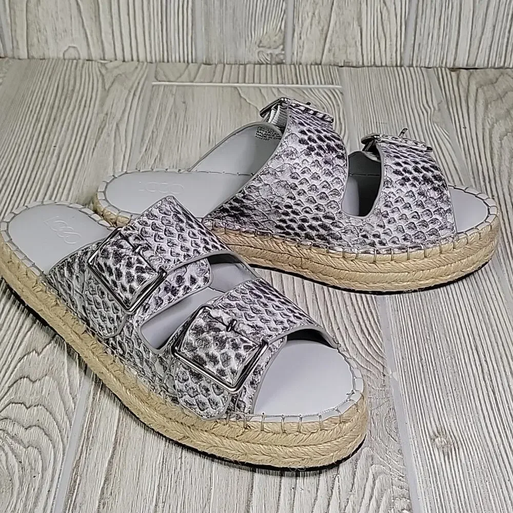 Logo by Lori Goldstein Lindsay Leather Snake Double Strap Sandals Womens Size 6